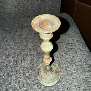 Vintage look of painted Green metal Candlestick Holder